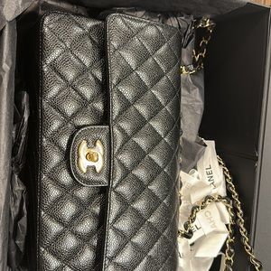 Chanel medium caviar black and gold hardware